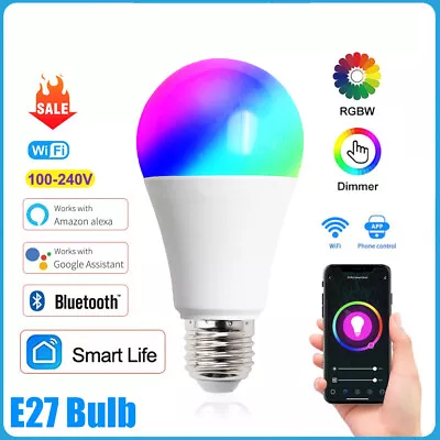 Smart Dimmable Light Timer Bulb For Alexa Google Home Siri Voice Control E27/E26 • $13.08