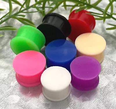 PAIR Solid Silicone Plugs Earlets Gauges 8g 6g 4g 2g 0g 00g + Large Sizes To 2  • $10.95