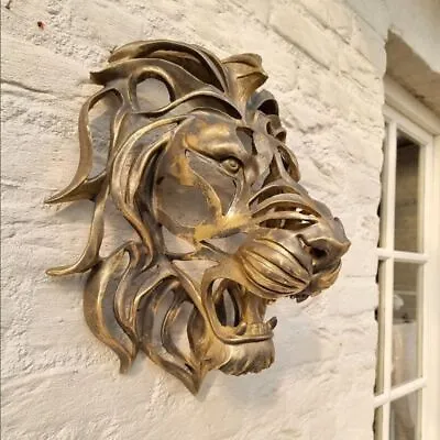 Lion Head Wall Decor Wall Mounted Art Lion Head Wall Art Lion Head Sculpture • £14.89