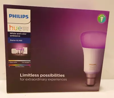 Philips Hue White And Color LED Bulb Starter Kit3 A60 Smart Button And Hub B22 • $199.99