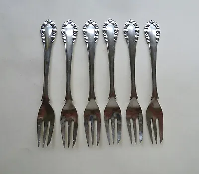 £348 • Buy Georg Jensen: 6 Vintage Sterling Silver Cake / Pastry Forks, Lily Of The Valley