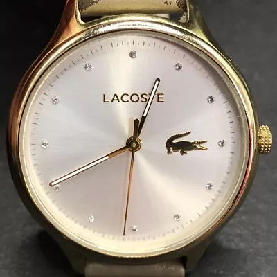 Lacoste Constance Watch Womens Quartz Round Beige Leather Working RMF03-RP • £7.99