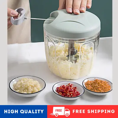 Manual Pull Rope Vegetable Food Chopper Hand Held Pulling Slicer Kitchen Tool UK • £6.99