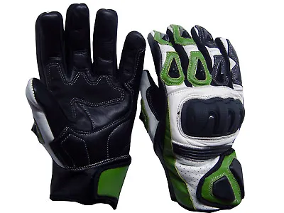 Motorcycle Motorbike Italian TPU Knuckle Protection Professional Leather Gloves • £16.99