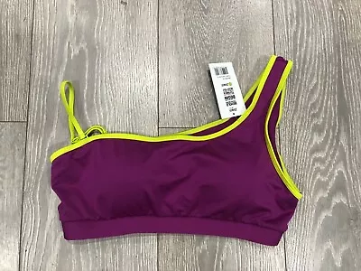 Zumba Purple Lime Padded Sports Bra Top Fitness Gym Training Crop Dance Jazz • £7.49