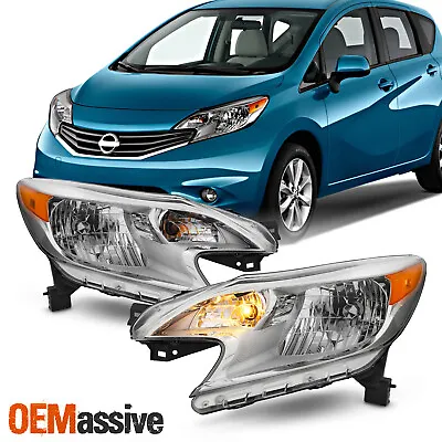 For 2014-2016 Nissan Versa Note Chrome Headlight Headlamp Driver+Passenger Pair • $196.99