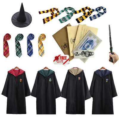 Harry Potter Gryffindor Ravenclaw Slytherin Robe Cloak Tie Scarf Wand Costume • $29.69