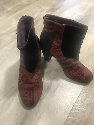 £39.99 • Buy Desigual  Smart. Red/Black Ankle Boots Size 40