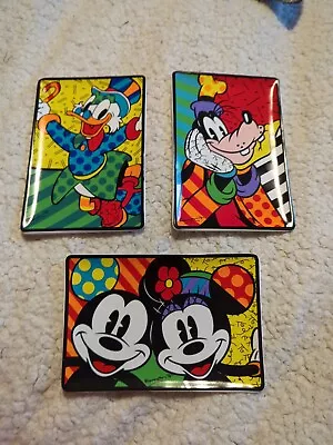 Disney Britto Trinket Tray Plate Set Of 3 Perfect Condition Goofy Scrooge Mickey • £30