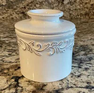 Genuine Original Butter Bell Crock L.Tremain Creamy White Tan Leaves • $9.99