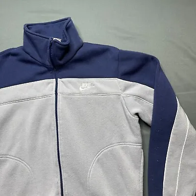 Vintage Nike Sweatshirt Mens M Navy Blue 90's Embroidered Swoosh Zip Up Retro • $19.99