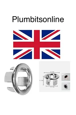 £2.99 • Buy 2pcs Bathroom Basin Sink Overflow Ring Chrome Hole Cover Cap Inserts Round  UK 