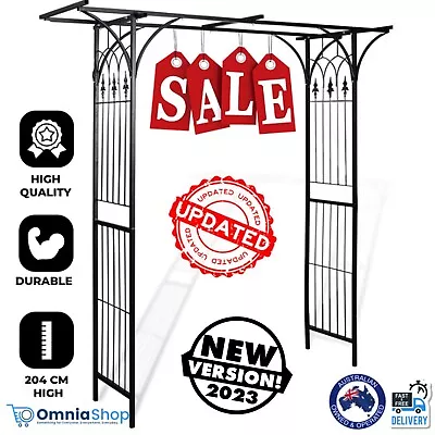 Iron Garden Arch Outdoor Wedding Climbing Gate Patio Black Arbour Plants Frame • $149.97