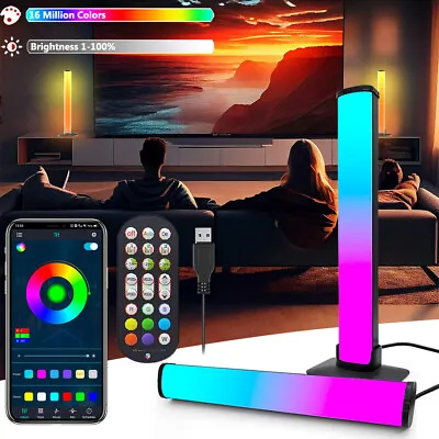 £14.99 • Buy 2X Smart LED Light Bars Music Sync RGB Colors Backlight For Gaming TV Room Decor