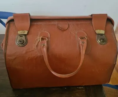 Gladstone Vintage Travel Bag Vinyl Doctors Bag Carry On Bag Overnight Bag • $120