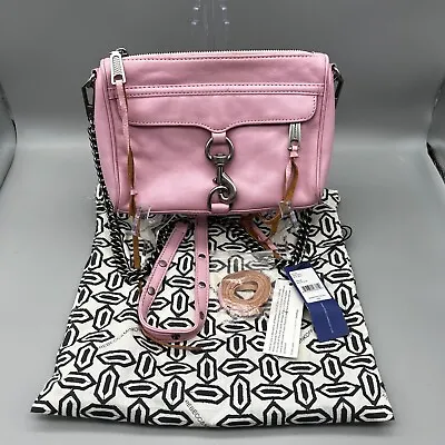Rebecca Minkoff Mini MAC Pink Leather Crossbody Shoulder Bag Chrome Hardware • £54.04