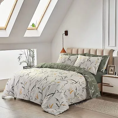 Printed Duvet Cover Set 100% Egyptian Cotton Quilt Bedding Sets Double King Size • £16.99