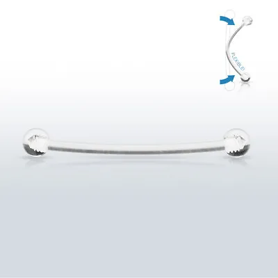 £2.75 • Buy Clear Non Allergy Flexible Retainer Barbell Metal Free Piercing Bar For MRI Etc