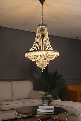 French Empire Crystal Chandelier Antique Vintage Ceiling Lighting Pendant Lamp • $159.90