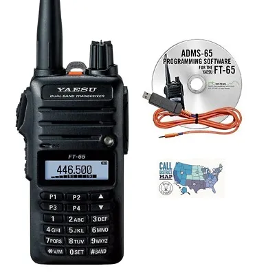 Yaesu FT-65R VHF/UHF Dualband HT W/ RT Systems Programming Software/Cable Kit • $173.80