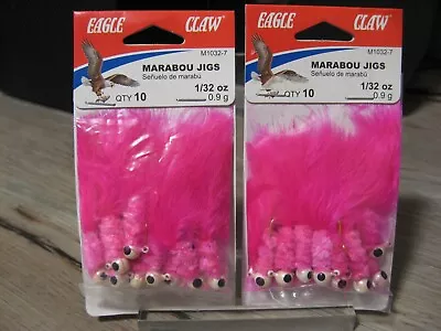 2 Packs Eagle Claw Marabou Fishing Jigs - 1/32 Oz - White-Pink-Pink M1032-7 • $8.37