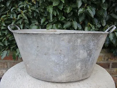 Large  Vintage Galvanised Tin Bath Garden Planter 58 Cm Long (413) • £70