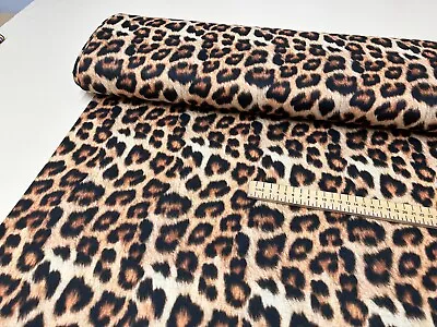 Printed Cotton Blend Viscose Stretch Jersey Fabric 150cm Wide Leopard Print • £5.99