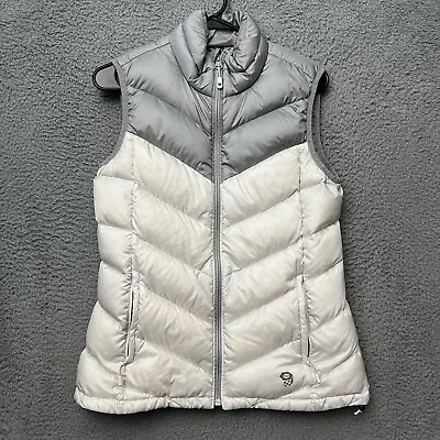 Mountain Hardwear Vest Women Medium White Gray 650 Down Packable Stowaway Hiking • $35.87