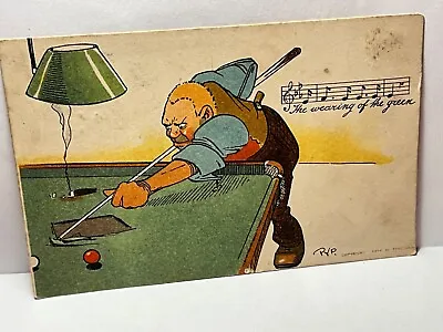 Comic BILLIARDS PLAYER Tears Up The Green 1900s POSTCARD 17/1 • £6