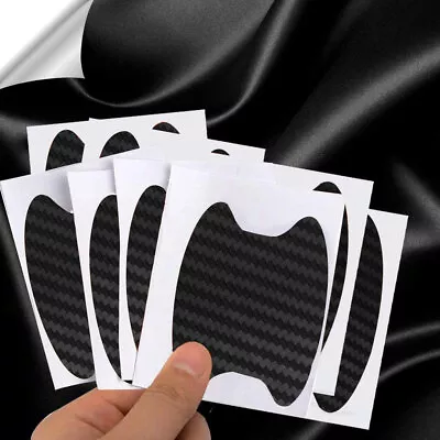 8x Black Carbon Fiber Car Door Handle Protector Film Anti Scratch Sticker Parts • $5.15