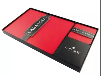 Lara-may Set Of 8 London Red Recycled Leather Placemats And 8 Leather Coasters • £64.99