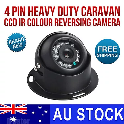 Black 4 PIN Heavy Duty Caravan CCD IR Colour Reversing Camera Rear View IPoster • $38.99