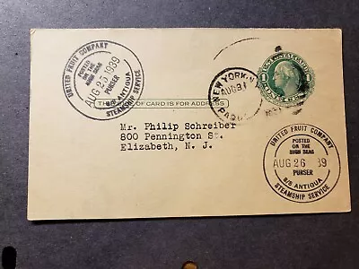 UNITED FRUIT Co Steamer SS ANTIGUA Naval Cover 1939 Postal Card • $9.99