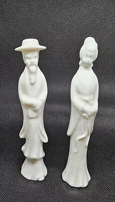 Vintage Pair Of Ucagco White Porcelain Ceramic Asian Figurines Japan  • $14.95