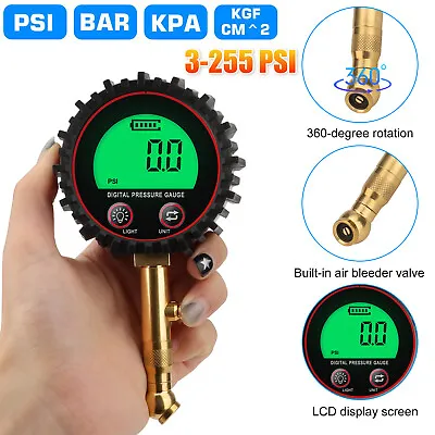 LCD Accurate Digital Air Pressure Tire Gauge Meter 3-255 PSI For Truck Car Bike • $14.48