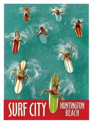 Surf City Huntington Beach Travel Poster Print  Reproduction Giclee Print 11x17 • $27.95