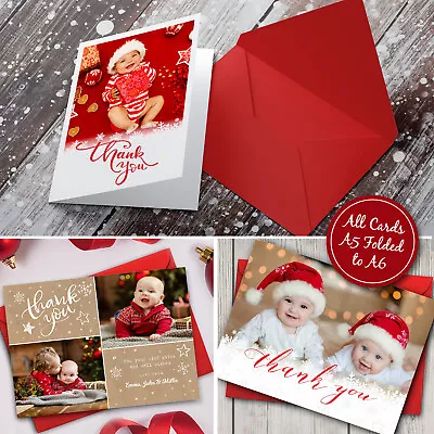 £13.99 • Buy Personalised Pack Of Christmas Thank You Cards Photo
