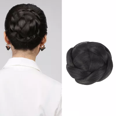  Updo Bun Wig 1b# Women's Braided For Black Hair Chignon Claw In Hairpiece • £9.85