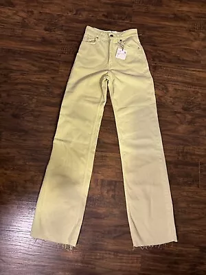 Zara Women's High Rise Full Length Wide Leg Raw Hem Jeans Yellow Size 0 NWT • $20