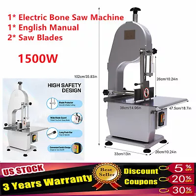 Electric Frozen Meat Cutting Machine Commercial Bone Cutter 1500W Band Saw Blade • $348.65