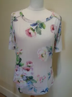 £35 • Buy Riani Multicoloured Floral Print T-shirt With Polka Dot Back - Size 10 (36)