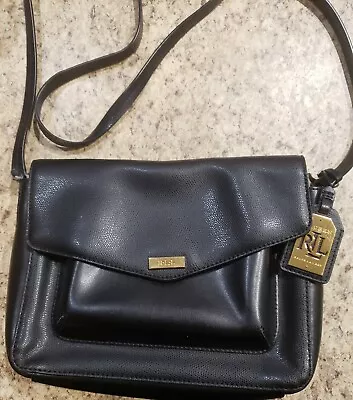 🌻Vintage Ralph Lauren Black Leather Purse/Shoulder Bag Rare Find 🌻 • $27.99