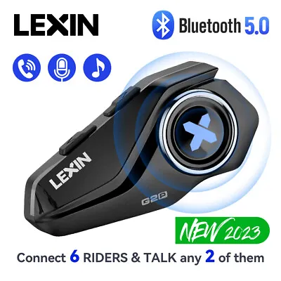 LEXIN G2P Motorcycle Intercom Headset Helmet Bluetooth Speaker FM 6Riders 2000m • $59.99