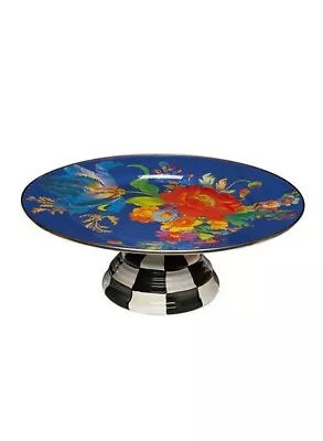 MacKenzie-Childs Flower Market  / Courtly Check Mini Pedestal Platter Lapis NEW • $84.50