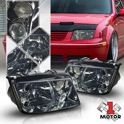 Chrome Housing Smoke Tinted Lens Headlight Fog Lamp For 99-05 VW Jetta/Bora MK4 • $74.77