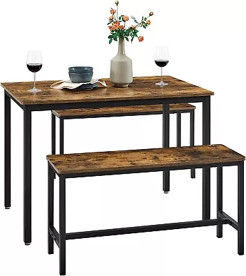 [NEW]Dining Table With 2 Benches 3 Pieces Set Kitchen Table 43.3 X 27.6 X 29 • $209.99