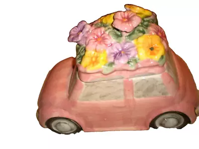 Maxcera Spring Flower Volkswagen Beetle VW Car Ceramic Cookie Jar • $25.95