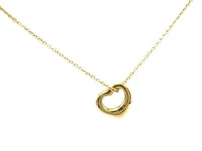 TIFFANY&Co. 18K Pink Gold Elsa Peretti Open Heart Pendant Necklace • $463.20