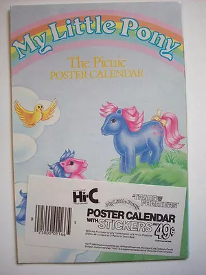 MY LITTLE PONY 1984 Hasbro Hi-C Promo Advertizing POSTER CALENDAR STICKERS B • $42