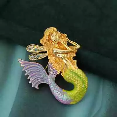 2021 New Design Retro Noble Mermaid Brooch Cute Cartoon Vintage Brooches Pins • $6.83